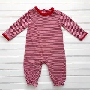 TROTTERS ST KIDS EUC Girls Red Striped Ruffle Jumpsuit